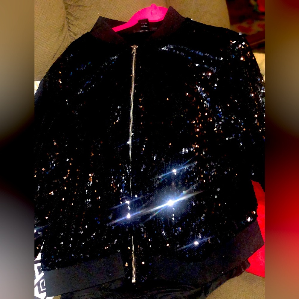Black sequence plus size pants set